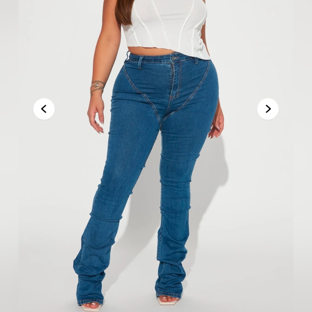 Fashion Nova See Me Heigh Rise Stacked Straight Legg Jeans Size 14 NWT